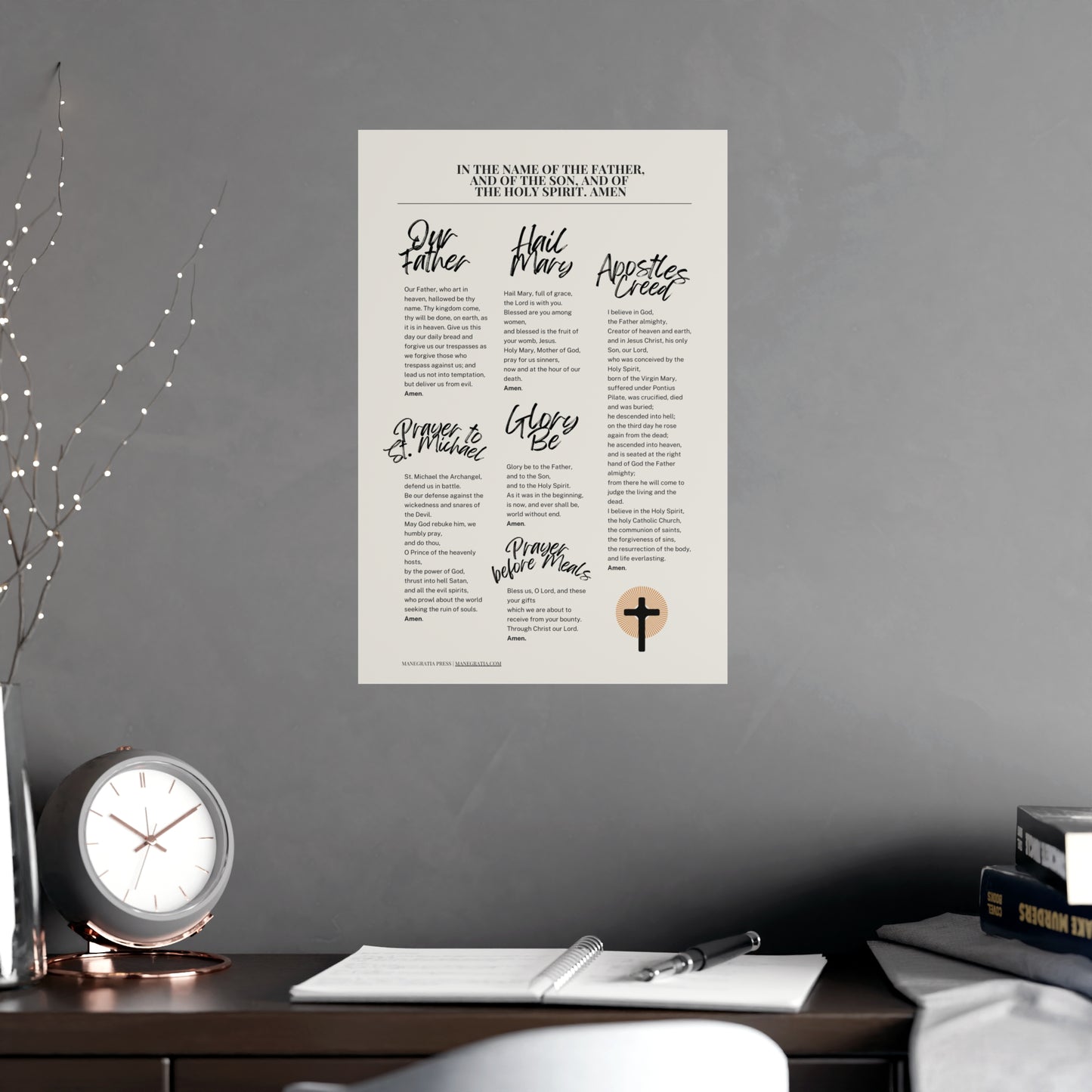 Common Catholic Prayers Wall Art for Home, Classroom