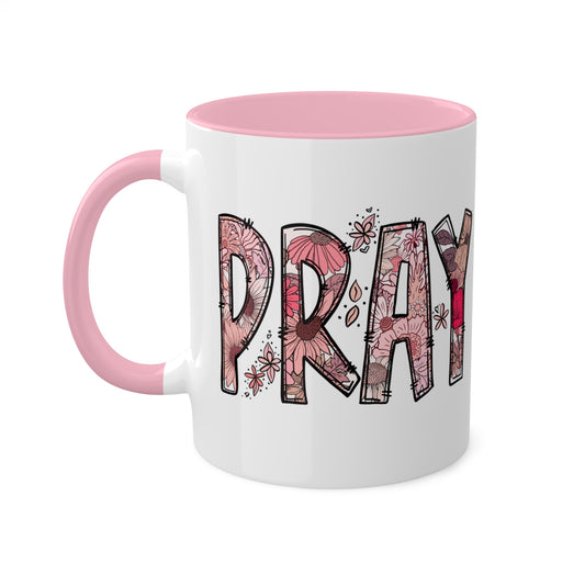 Prayer Coffee Mug (Pink) | Pray, Hope, and Don’t Worry Ceramic Colored Mug